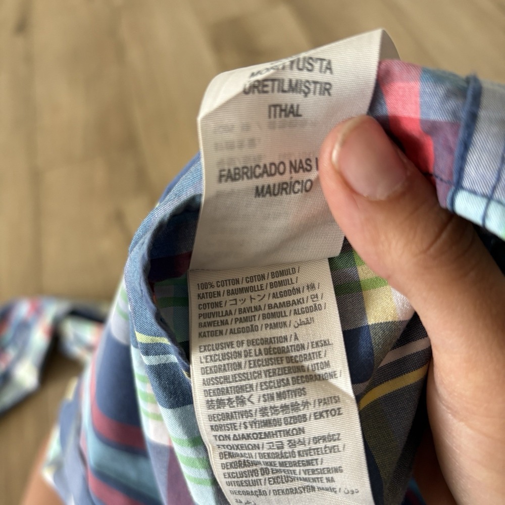 Abercrombie & Fitch Plaid Flannel Shirt Men's Large Blue Green Muscle Fit - Picture 7 of 8